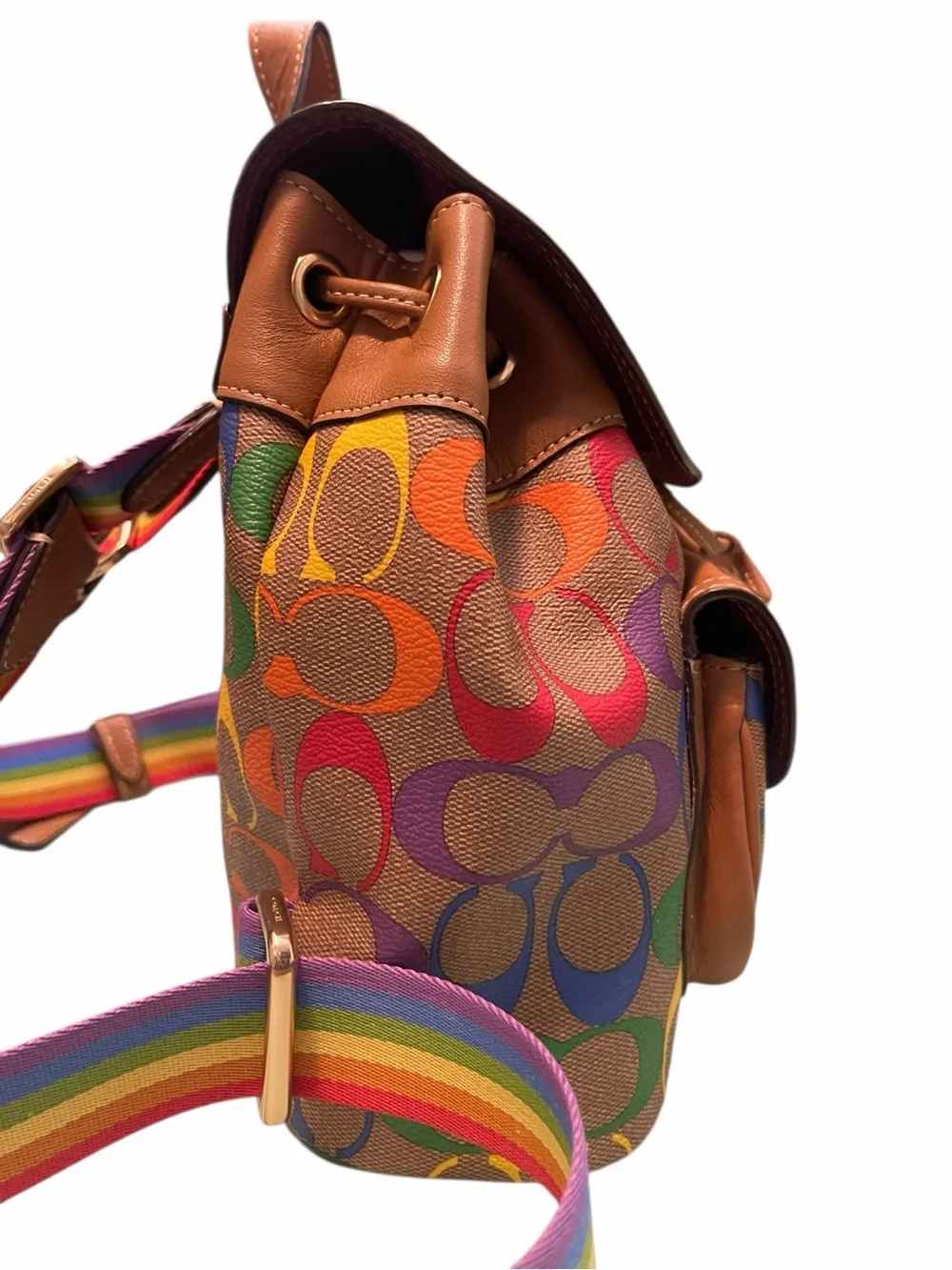 Coach Limted Edition Rainbow Signature Canvas Mini Pennie 22 Backpack